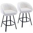 thumbnail image 5 of ONEVOG 360° Swivel Sherpa Upholstered Counter Height Bar Stools with Back Set of 2, Modern Bar Stools with Black Legs, White, 5 of 9