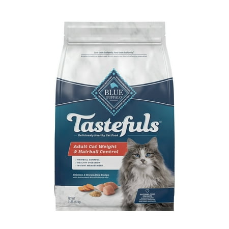 UPC: 0840243103492 | Blue Buffalo Indoor Hairball & Weight Control Chicken and Brown Rice Dry Cat Food for Adult Cats Whole Grain 3 lb. Bag