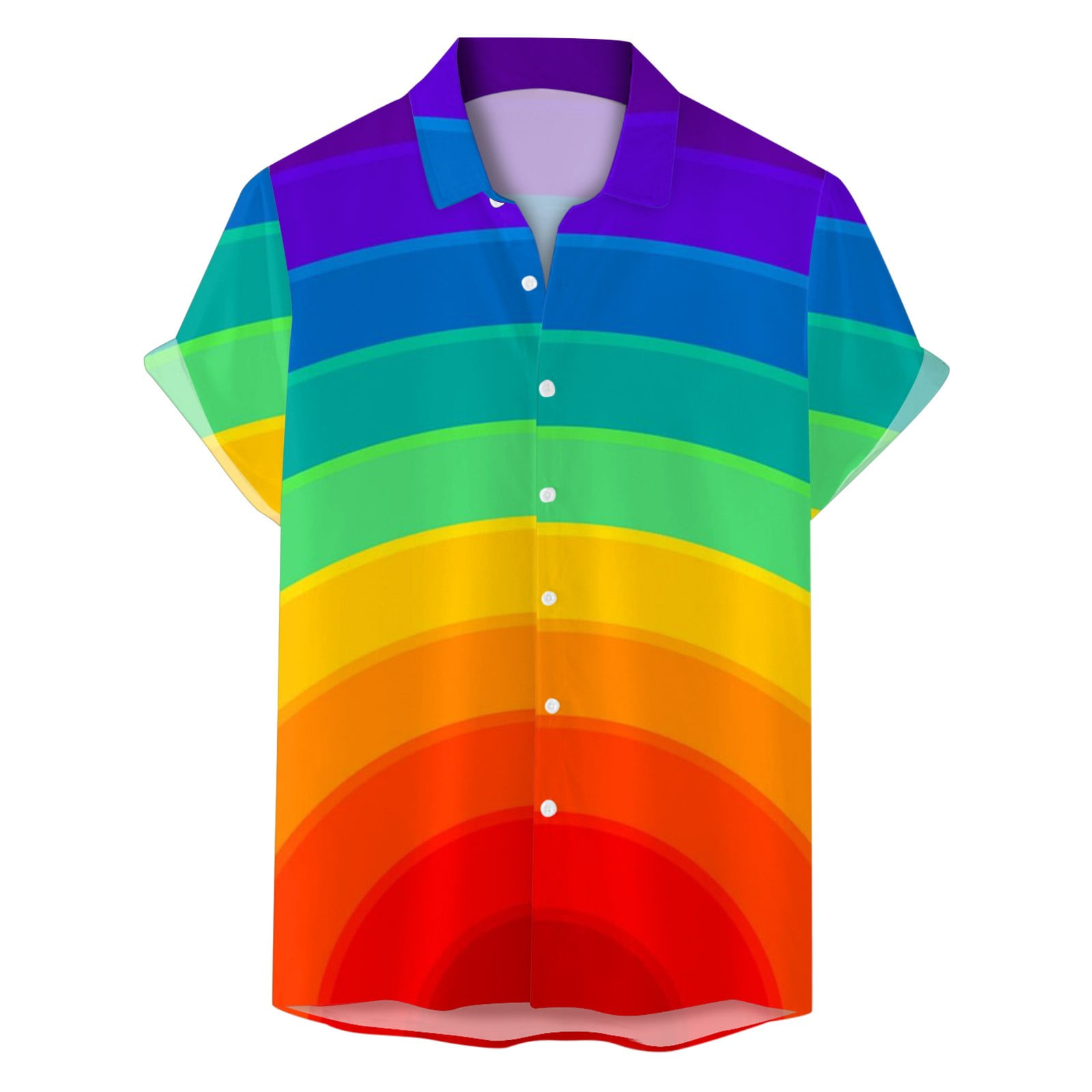 Men Shirts Men's Short Sleeve Rainbow Colorful Print Button Up Shirt Tops  Mens Shirt Multicolour XXXL - Walmart.com