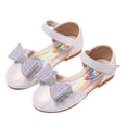 thumbnail image 3 of EnJoCho Girls Fashion Princess Shoes Star Sequin Rhinestone Bow Sandals Dancing Shoes Pearl Bling Shoes Single Kids Shoes Little Girl Stylish Party Shoes Pink, 3 of 7