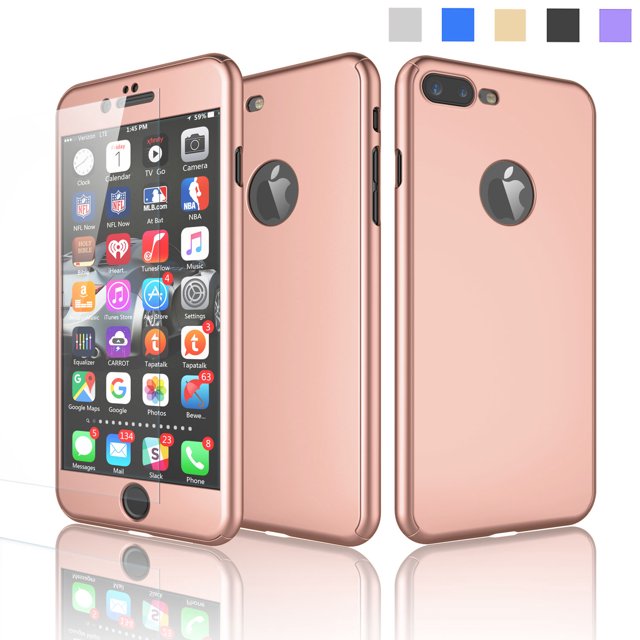 iPhone 7 Plus Case, iPhone 7 Plus Sturdy Cover, Slim Fit Full Protective Anti-Scratch Cover Case iPhone 7 Plus With Screen Protector For iPhone 7 Plus 5.5" -Rose Gold