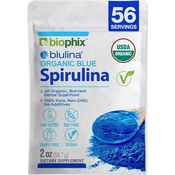 Biophix Organic Blue Spirulina Powder 2 oz USDA Organic | Protein Immune Antioxidant Phycocyanin