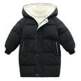 thumbnail image 6 of Boys Girls Long Heavyweight Hooded Puffer Jacket Packable Autumn and Winter Long Down Coats Black 140, 6 of 6