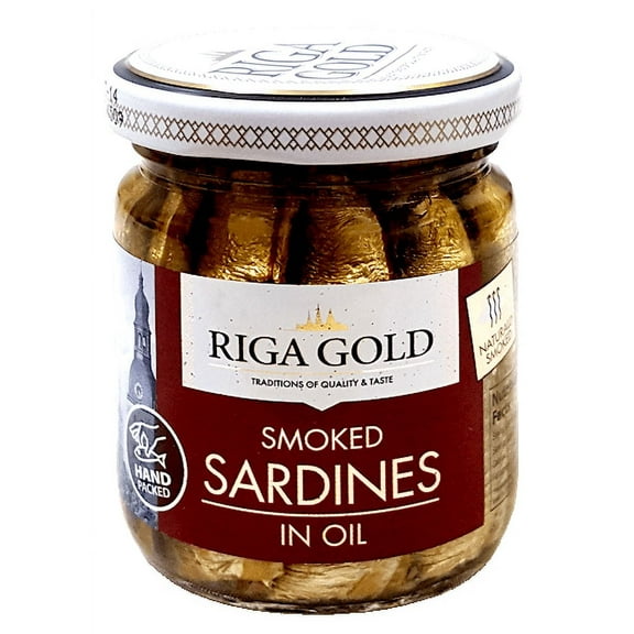 Riga Gold Smoked Sardines in Oil, 100g Jar