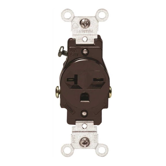 Leviton 5821 20 Amp Commercial Grade Double-Pole Single Outlet, Brown