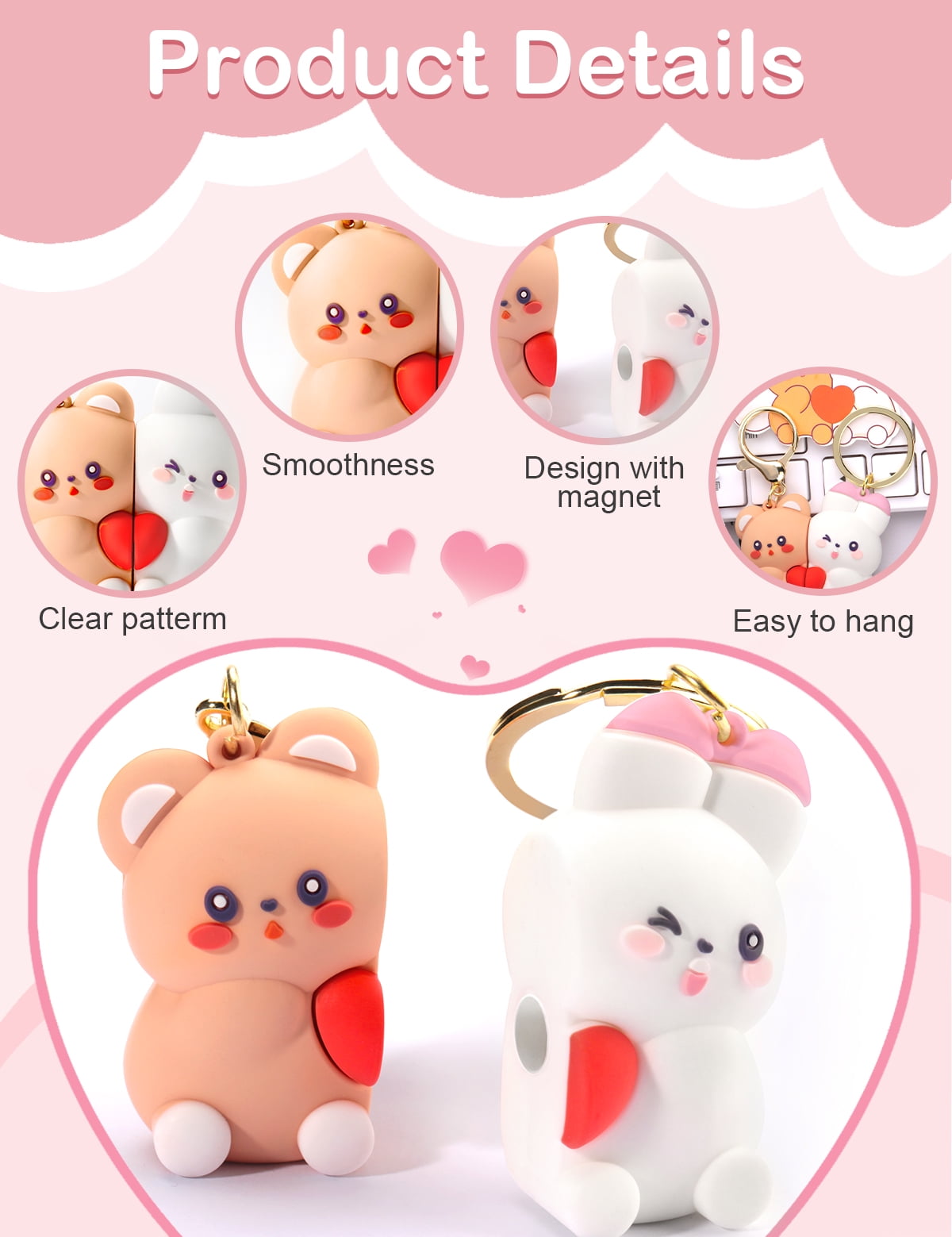 Keychains Magnetic Matching Keychains for Couples Cartoon Animal