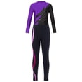 thumbnail image 2 of iixpin Kids Girls Gymnastic Leotard Ballet Dance Biketard Bodysuit with Skating Leggings Set Activewear Purple&Pink 8, 2 of 7