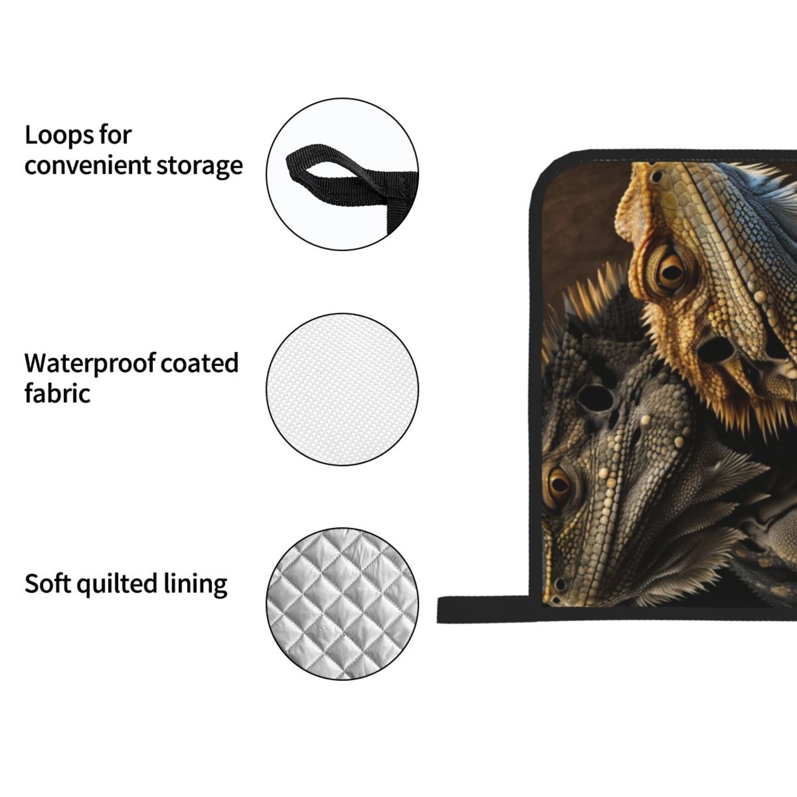 Cool Bearded Dragon Lizards 4Pcs Oven Mitts and Pot Holders Sets Oven Kitchen Gloves Hot Pads for Cooking BBQ Baking Grilling