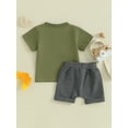 thumbnail image 4 of vera natura Baby Boy Summer Outfits Short Sleeve Letter Printed T-Shirt + Pocket Shorts Set Clothes, 4 of 9