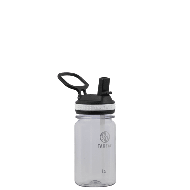 clear water bottle with straw