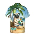thumbnail image 2 of Pug Hello Summer Beach Theme with Sunglasses and Tropical Cocktail Hawaiian Shirt Breathable Summer Unisex Merch Dog Lover Gifts - 00009, 2 of 6