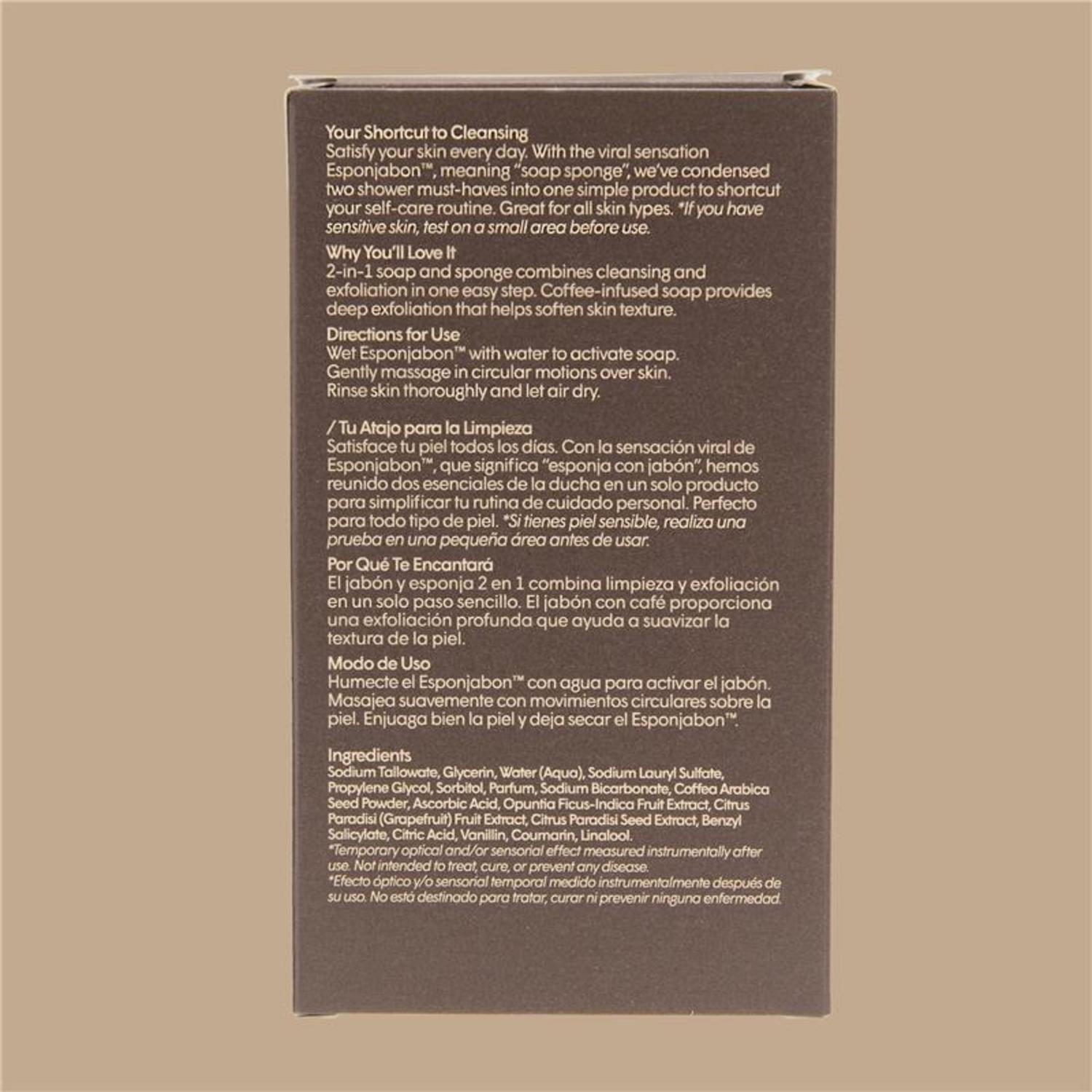 Esponjabon Coffee Soap Sponge - Revitalizing 2-in-1 Soap Sponge – For Face and Body - 4.2 oz