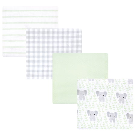 Hudson Baby Unisex Cotton Flannel Receiving Blankets 4pk Leafy Elephant One Size