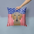 thumbnail image 2 of Caroline's Treasures BB2163PW1414 American Flag and Wirehaired Dachshund Fabric Decorative Pillow , 14Hx14W, multicolor, 2 of 4