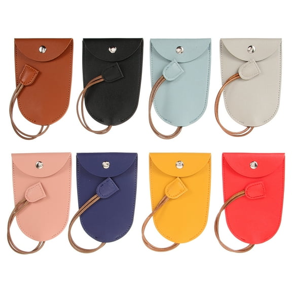 8 Pcs Car Mount Pull-out Key Case Keychain Bag Holder Leather Small Cover Men Women