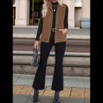 thumbnail image 4 of Chaleco Acolchado Sin Mangas para Mujer, Chaqueta con Cremallera, Abrigo de Moda para Otoño y . Color Café L, 4 of 6