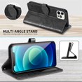 thumbnail image 6 of Compatible with iPhone 12 Pro Max Wallet Case Women Leather Flip with Wrist Strap Kickstand Magnetic Shockproof with Card Holder Protective Case for iPhone 12 Pro Max Life Tree Black, 6 of 14