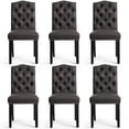 thumbnail image 2 of Subrtex Upholstered Dining Chairs Set of 6, PU Leather Dining Chair with Nail heads Trim, Button Padded Chairs Set for Kitchen Dining Room, Gray, 2 of 8