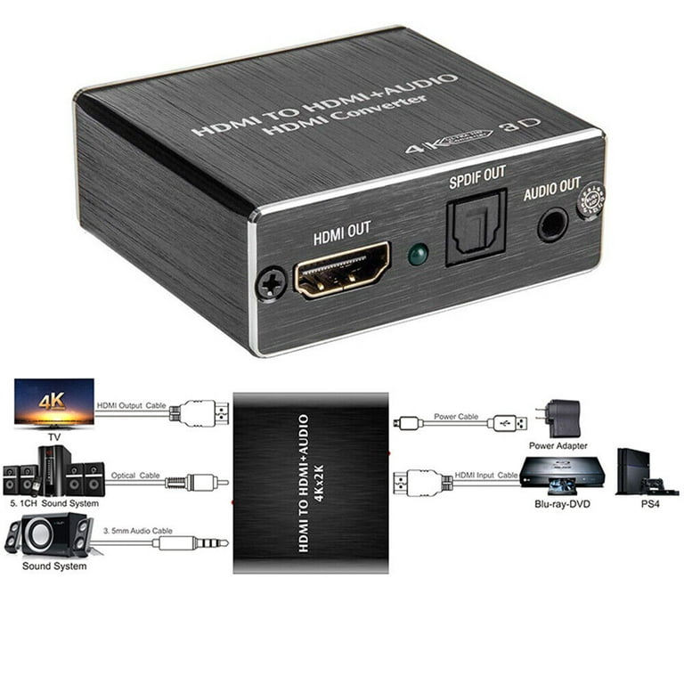 HDMI Stereo Audio Extractor Converter 4K * 2K HDMI to + SPDIF 3.5mm - Walmart.com
