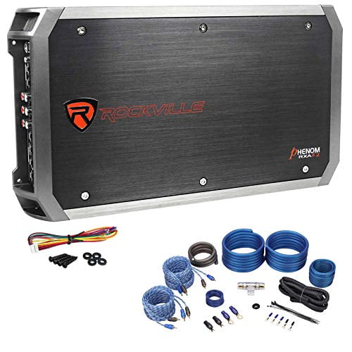 Rockville RXA-F2 Bundle: 2400W 4 Channel Car Amplifier, RWK42 4 Gauge Wiring Kit, MOSFET Power Supply, RCA Cables, Car Audio System, 2-items