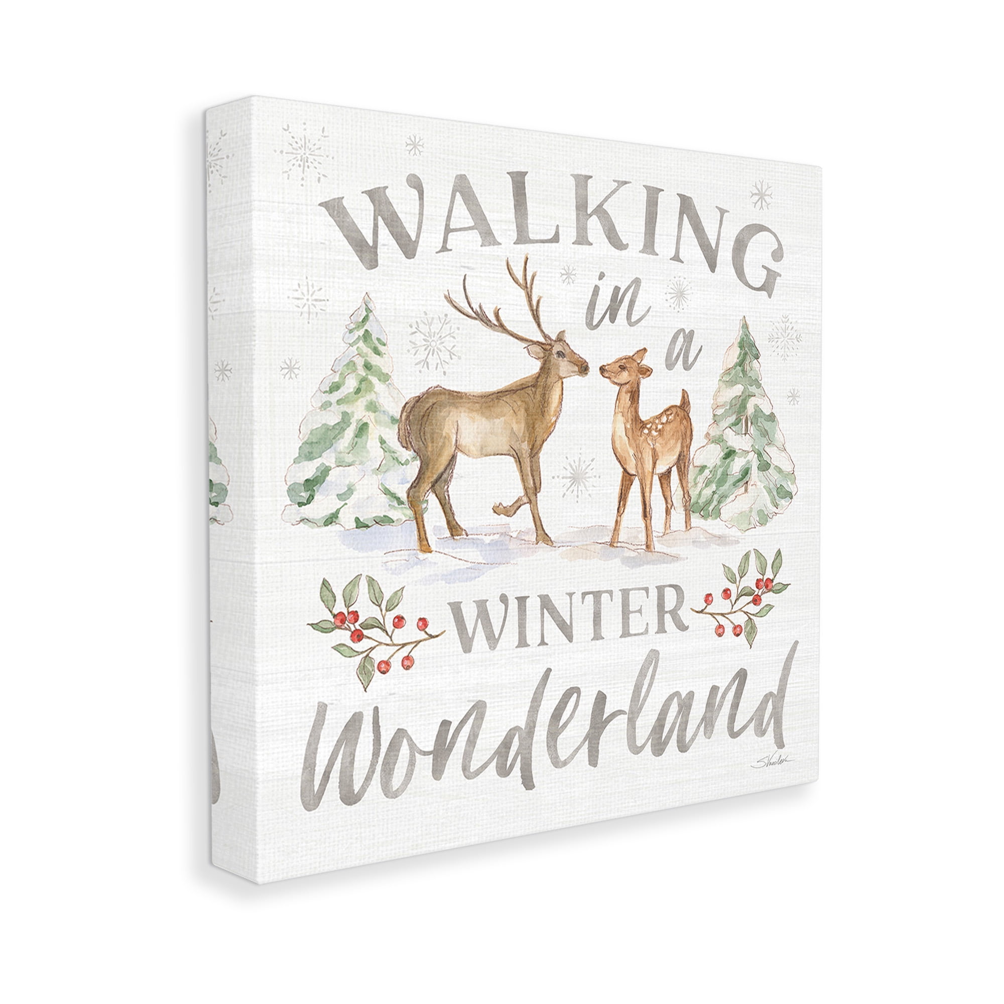 Stupell Industries Winter Wonderland Snow Scene Holiday Painting Gallery Wrapped Canvas Art Print Wall Art, 17 x 17
