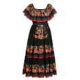 thumbnail image 4 of IDOPIP Women's Mexican Dress Off Shoulder Floral Print Maxi Dress M Black & Floral, 4 of 9