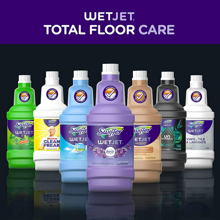 Swiffer WetJet Multi-Purpose Floor Cleaner Solution Refill, Vinyl, Tile &  Laminate Floor Mopping and Cleaning, 1.25 Liter (2 Pack) 