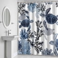 thumbnail image 6 of Ocean Turtles Bathroom Shower Curtain, Retro Watercolor Blue Corals Turtles Waterproof Washable Soft Bath Curtain for Bathtub Decor with 12 Hooks&Grommet, 60x72 Inch, 6 of 9