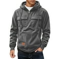 thumbnail image 3 of Horkkom Quarter Zip Pullover Men Corduroy Hoodies with Pockets Drawstring Casual Soft Sweatshirts XXL, 3 of 6