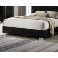 thumbnail image 3 of JERFIT Modern King Size Bed with LED Headboard, Black Upholstered Platform Bed Frame with Chrome Legs for Bedroom, 3 of 6