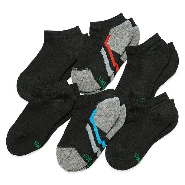 Hanes Boys Xtemp 6 Pack NO Show Socks, Size Large, Black