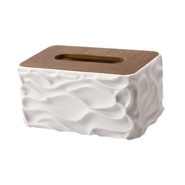 Dispensador de papel con tapa para caja de pañuelos, elegante y rectangular, accesorios para baño. Blanco