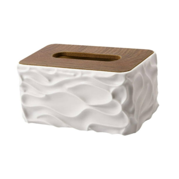 Caja de pañuelos de papel con tapa, dispensador de papel higiénico, accesorios de baño, toalla Blanco