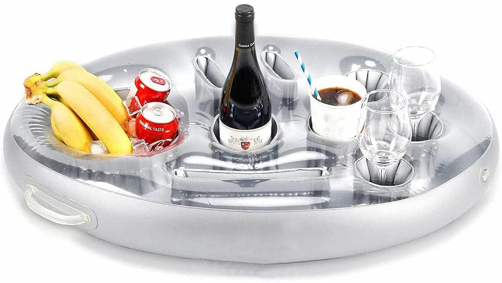 Pool Drink Holder Floats,Inflatable Floating Drink Holder with 8 Holes