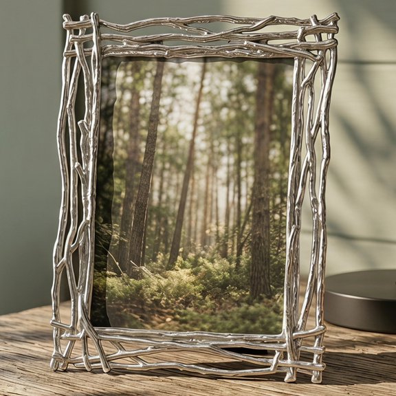REGALWOVEN Modern Metal Picture Frame, Minimalist Soft Staging Photo Frame with HD Glass Silver 4" x 6"