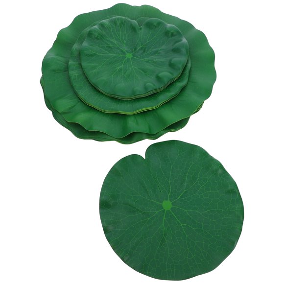 HEALEEP 15Pcs Artificial Floating Plants Lotus Leaves Green Plastic for Outdoor Pond Decor