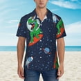 thumbnail image 6 of Picia Dinosaur Astronaut Space Surfing Gentle Cotton Regular Fit Short Sleeve Casual Hawaiian Shirt for Men-3X-Large, 6 of 9