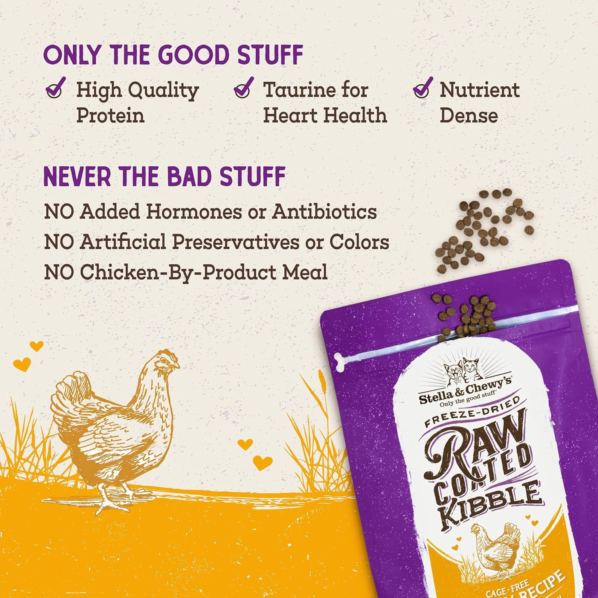 Stella & Chewy's Baked Kibble for Cats - Raw Coated Cage-Free Chicken Recipe - 10 Pound Bag