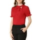 thumbnail image 5 of INSPIRAR CHIC Blusas de Verano para Mujeres de Color Sólido con Lazo en el Cuello y Mangas Cortas para Usar en el Trabajo Rojo XS, 5 of 7