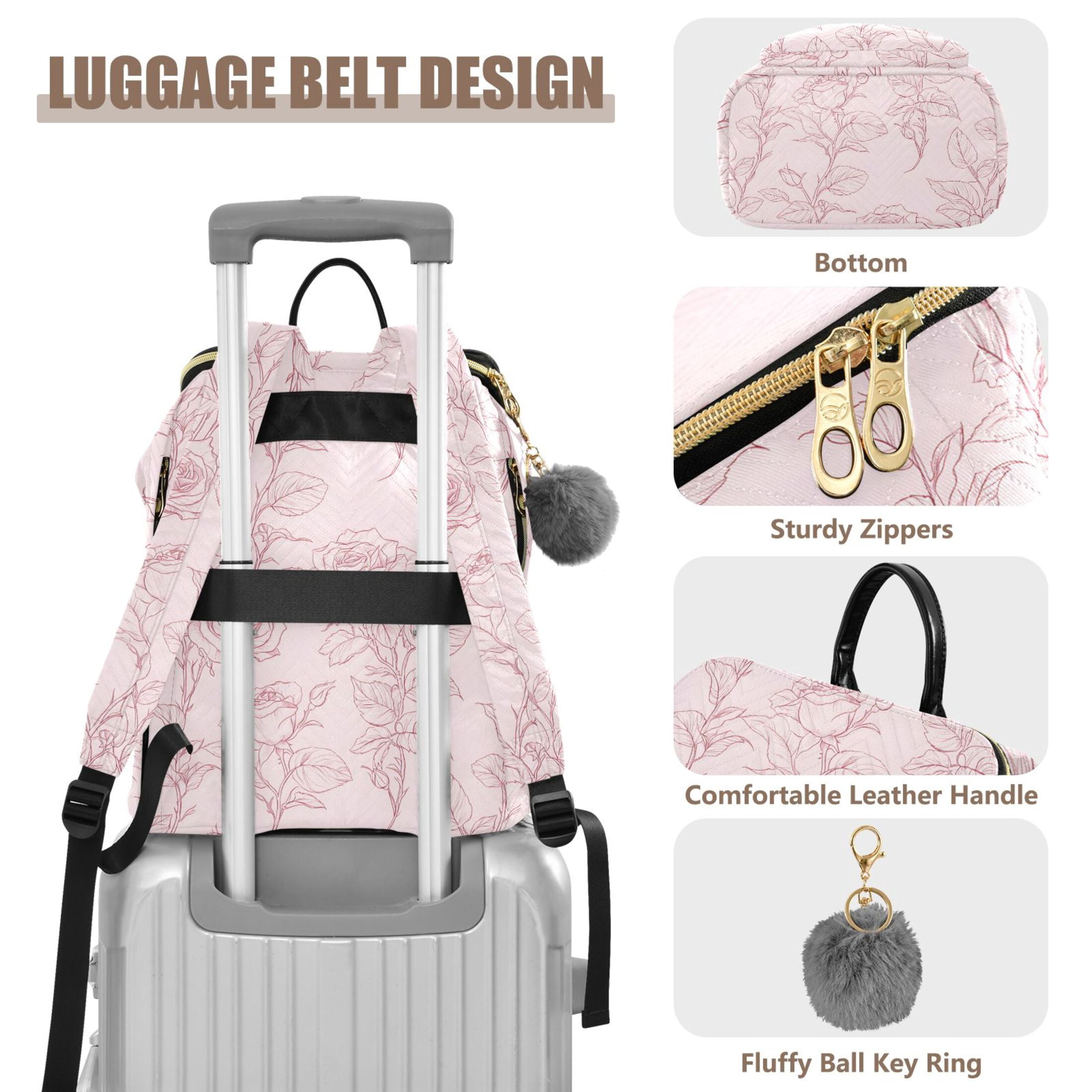 ALAZA Retro Rose Flower Travel Backpack Laptop Bag Large Capacity Daypack