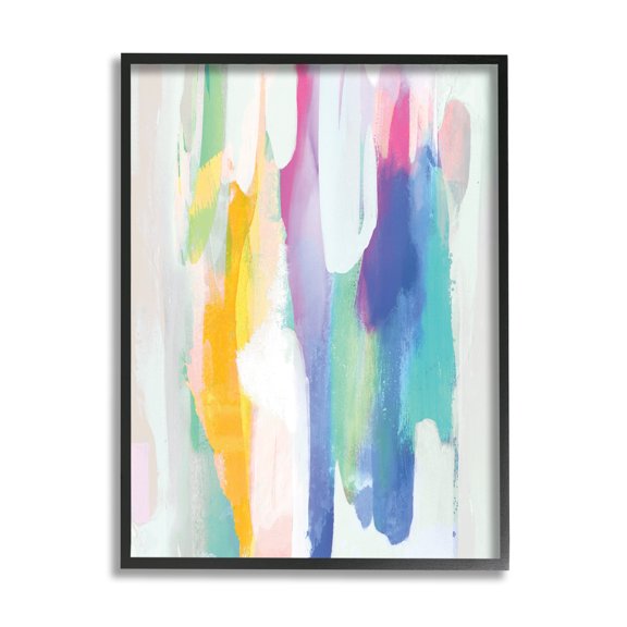 Stupell Industries Alluring Rainbow Tones Abstract Layered Shapes Global Painting Black Framed Art Print Wall Art, 24 x 30, Design by Jackie Hanson