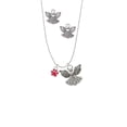 thumbnail image 2 of Delight Jewelry Silvertone Mini Translucent Red Paw Silver tone Guardian Angel Charm Necklace and Stud Earrings, 2 of 4