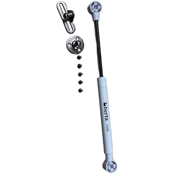 Berta (2 Pieces, White) 10 inch 100N/22LB Hydraulic Soft Open Gas Springs, Gas Strut for Cabinets, Cabinet Doors Lift Support, Gas Shocks, Lid Stay, Lid Support with Brackets and Installation Screws