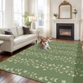 thumbnail image 2 of Rectangle Area Rugs 5 x 8 Ft, Sage Green Floral Non-Slip Residential Carpet, Spring Flowers Indoor Crawling Mats Runner Rugs for Living Room/Dining Room/Bedroom, 2 of 8