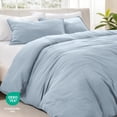 thumbnail image 6 of Bare Home Washed Duvet Cover Set - Ultra-Soft - Premium 1800 Collection - 3 Piece - King, Dusty Blue, 6 of 8