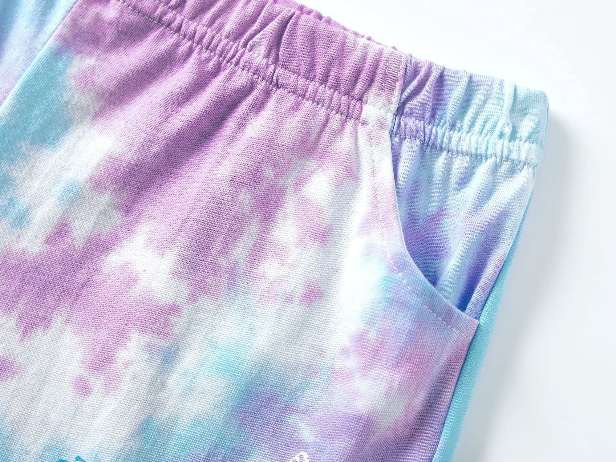 Beezizac Girls Pajama Set 2-PC Shorts Cotton Summer Tie Dye Butterfly Pjs Size 12