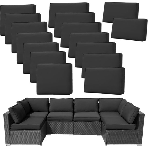 FKS LIFE Patio Cushion Covers Outdoor Patio Cushion Covers with Zipper Waterproof Outdoor Slipcovers 23.6"×23.6"×3.35" (14 pack)
