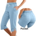 thumbnail image 2 of Ashirexll Womens Summer Pants, Capri Pants for Women, Solid Color Elastic Waist Sports Casual Capri with Side Pockets, 2 of 7