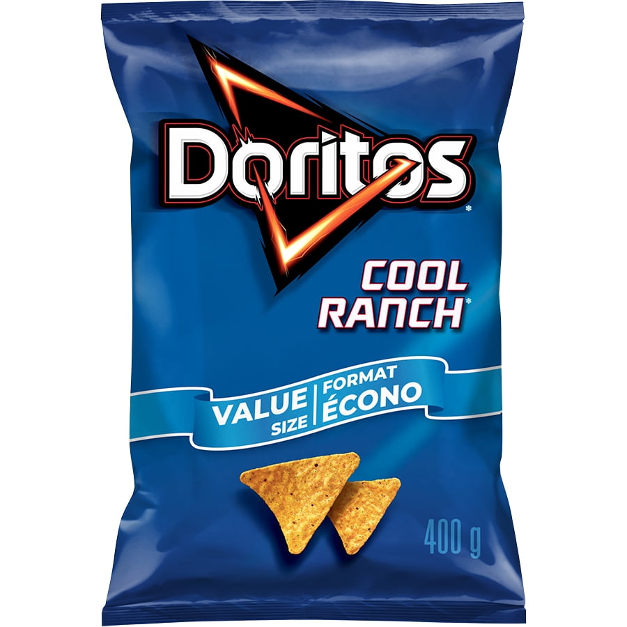 Doritos Cool Ranch Flavoured Tortilla Chips, Value Size, 400 g.