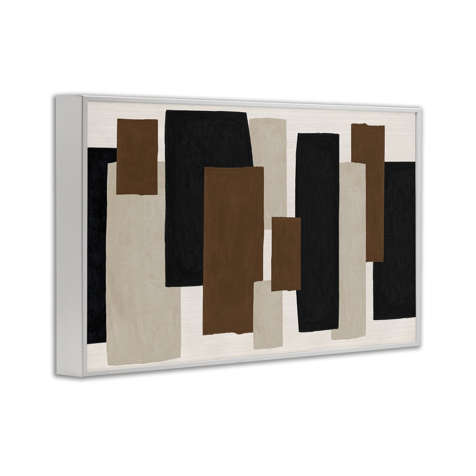 Stupell Industries Minimal Vertical Blocks in Earth Tones White Framed Giclee Art, design by Janet Tava